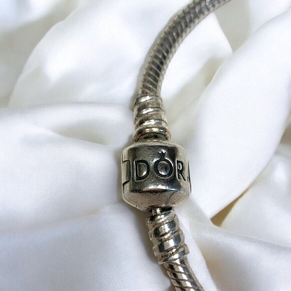 Pandora Christmas Tree Charm & Snake Chain Bracelet Sterling Silver Retired 7.0” - Picture 3 of 7